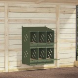VidaXL Cutie de pui cu 6 compartimente din metal verde măsline