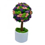 Pomisor cu licheni naturali stabilizati cu trunchi printat 3D, mic (28x15x15 cm), Multicolor
