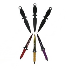 Set Cutit de vanatoare Extreme Battle si trei cutite de aruncat, Ninja Assasin, DEPOX&reg;, otel inoxidabil, teaca inclusa