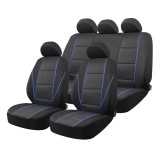 Huse auto universale pentru scaune fata si spate set complet 9 piese SC18 AMiO 04618, negru-albastru, compatibile airbag