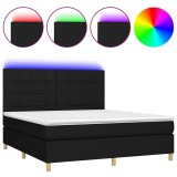 Cumpara ieftin Pat cu arcuri, saltea si LED, negru, 160x200 cm, textil