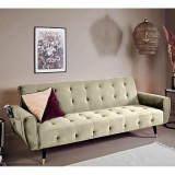 Canapea Glamour 219x84x81 cm Rabatabila Catifea Crem