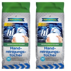 Pachet 2 x servetele Ravenol antibacteriene pentru maini 30 buc