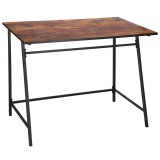 Birou tip masa laterala, cu cadru din otel, 50x100x76 cm, industrial, maro Household NewTrend