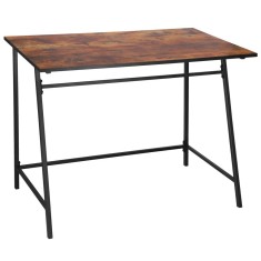 Birou tip masa laterala, cu cadru din otel, 50x100x76 cm, industrial, maro Household NewTrend