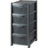 Dulap perlat pentru depozitare, din plastic gri, 4 sertare, 50x40x90cm