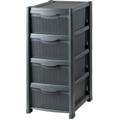 Dulap perlat pentru depozitare, din plastic gri, 4 sertare, 50x40x90cm