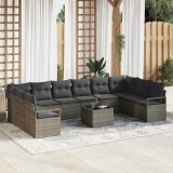 VidaXL Set de canapele pentru grădină 11 pcs Gri Rattan poli