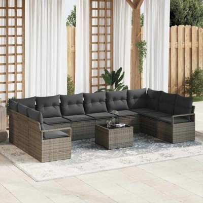 vidaXL Set de canapele pentru grădină 11 pcs Gri Rattan poli 3346569 foto