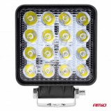 Proiector LED Auto 48W, 3840Lm, 9-36V, 6000K-6500K, 110x110mm, Slim, Alb, 16 LED 3030, Amio