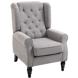 HOMCOM Fotoliu Chesterfield Gri, Confortabil, Comod și Spațiu Generos pentru Living, 74x86x102 cm | Aosom Romania