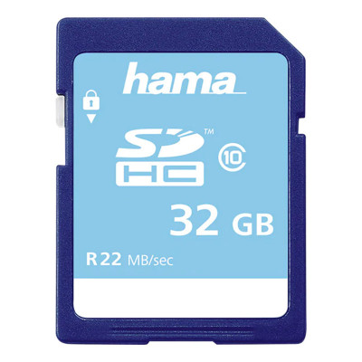 Card de memorie SDHC Hama, clasa 10, 32 GB, Albastru foto