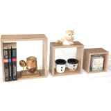 Cumpara ieftin Rafturi mdf cu sistem de fixare ascuns culoare naturala - 3buc