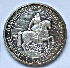 GERMANIA MEDALIE ALBRECTH V WALLENSTEIN RAZBOIUL 1618 1648 ARGINT 999 1000 foto