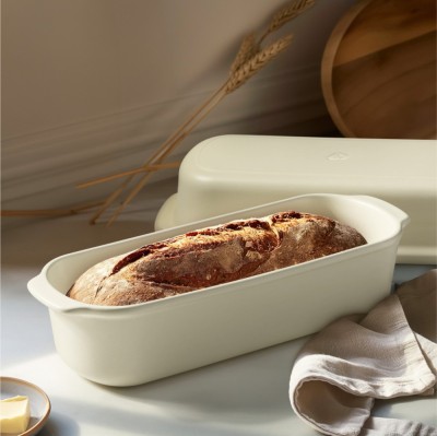 Tava ceramica pentru paine Navaris, material din lut rezistent, cu capac, 60645.01 foto