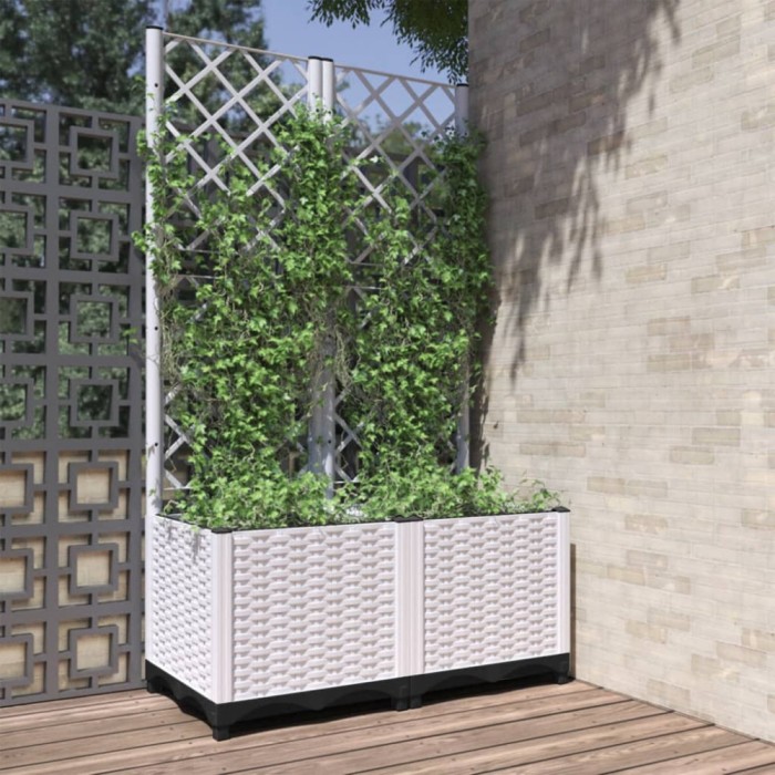 Gossi jardiniera de gradina cu spalier, alb, 80x40x136 cm, pp