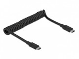 Cablu USB 3.1-C la tip C 3A E-Marker T-T spiralat 30-120cm Negru, Delock 85350