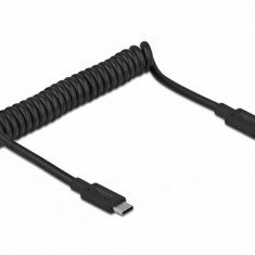Cablu USB 3.1-C la tip C 3A E-Marker T-T spiralat 30-120cm Negru, Delock 85350