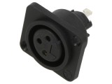 Conector XLR NEUTRIK NC3FPP 3 pini soclu mamă drept 16A negru lipire
