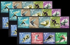 3X MAHRA STATE (YEMEN) 1967 - J.O. de iarna Grenoble / serie completa MNH