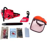Drujba pe benzina Super Power Plus Red Edition, 9.8 CP, lama 40 cm + lant 32 dinti + Cadou Casca protectie cu viziera