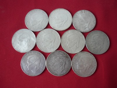 500 LEI 1941 ARGINT. LOT DE 10 BUC. foto