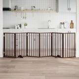 vidaXL Poartă de acces pentru c&acirc;ini cu ușă pliabilă, 6 panouri, maro, 300 cm, lemn de plop 352199