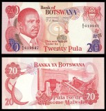 BOTSWANA █ bancnota █ 20 Pula █ 1982 █ P-10b █ UNC █ necirculata