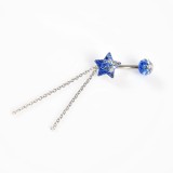 Piercing din otel cu pietre albastre