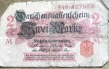 BNKSTR01DE Bancnotă Germania Imperială (WWI) - 2 Mark 1914, Darlehnskassenschein, varianta cu sigiliu rosu