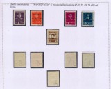 1944 ROMANIA Emisiunea locala Tg. Mures 5 erori MNH cu atest, avand 2 de A mic in TRANSILVANIA incluz&acirc;nd timbrul rar de 2 Lei fiscal-postal