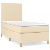 Cumpara ieftin Pat box spring cu saltea, crem, 80x200 cm, textil