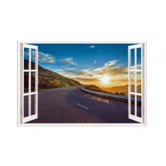 Sticker decorativ, Fereastra 3D, Rasarit, 85 cm, 611STK