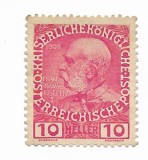 Austria - Cea de-a 60-a aniversare a domniei Imparatului Franz Josef I, 1908-1913 - 10 H, neobliterat