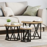 vidaXL Set mese suprapuse, 3 buc., stejar artizanal, lemn prelucrat