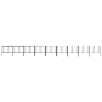 vidaXL Gard de grădină cu v&amp;acirc;rf curbat, negru, 15,3 x 1,2 m, oțel foto