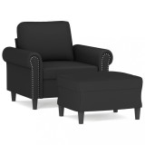 Cumpara ieftin Fotoliu canapea cu taburet, negru, 60 cm, catifea