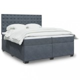 Cumpara ieftin Pat box spring cu saltea, gri &icirc;nchis, 200x200 cm, catifea