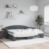 Cumpara ieftin Pat de zi cu extensie și saltele gri &icirc;nchis 80x200 cm catifea