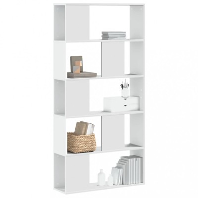 Gossi biblioteca cu 5 niveluri, alb 80,5x23,5x162,5 cm lemn prelucrat foto