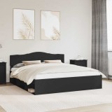 vidaXL Cadru de pat cu headboard Negru 180 x 200 cm Lemn de pin masiv 3412863
