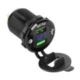 Alim USB A x2 auto+voltmetru QC 3A incastrabil 12-24V