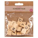 Wooden Alphabet Tiles black letter &amp; Points Value