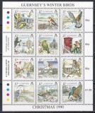 Guernsey 1990 - Păsări - Timbre de Crăciun, Bloc, MNH