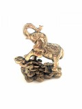 Elefant Feng Shui cu Trompa Sus, Pepita si Monede, 9cm - Noroc, Prosperitate, Decor Birou/Casa, Cadou Inaurgare/Sarbatori