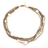 Colier Celeste din hematit auriu și perle