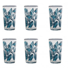 Set 6 pahare servire bauturi reci, Albastru-Transparent, 570 ml