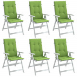 VidaXL Perne scaun spătar &icirc;nalt 6 buc. melanj verde 120x50x4 cm textil