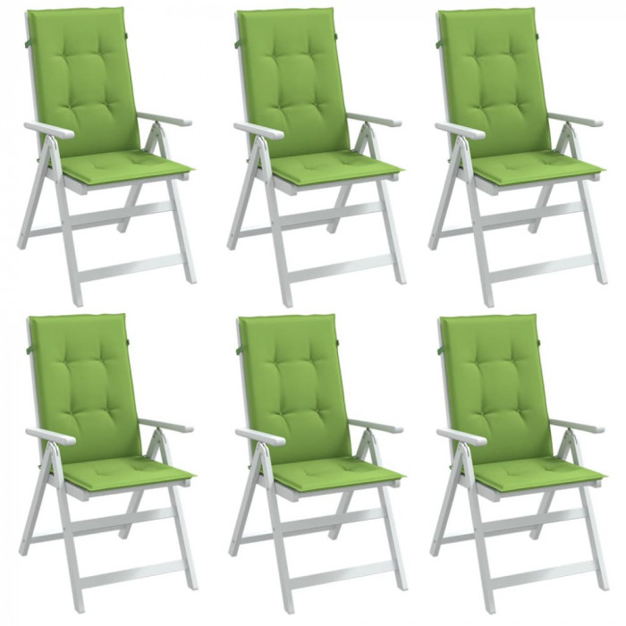vidaXL Perne scaun spătar &icirc;nalt 6 buc. melanj verde 120x50x4 cm textil
