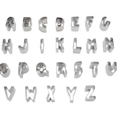 Set 26 mini forme pentru biscuiti cu alfabet, otel inoxidabil, argintiu foto